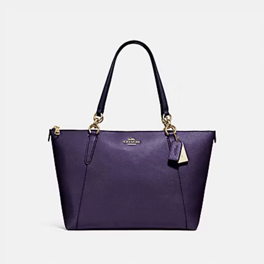 Coach Dark Purple Tote with Gold Accents